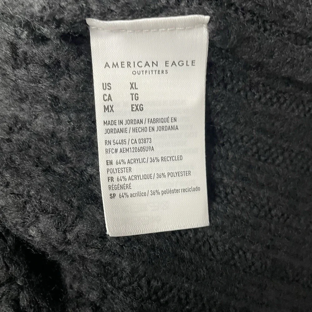 American Eagle Womens XL Black‎ Chunky Knit V-Neck Sweater Oversized Pullover